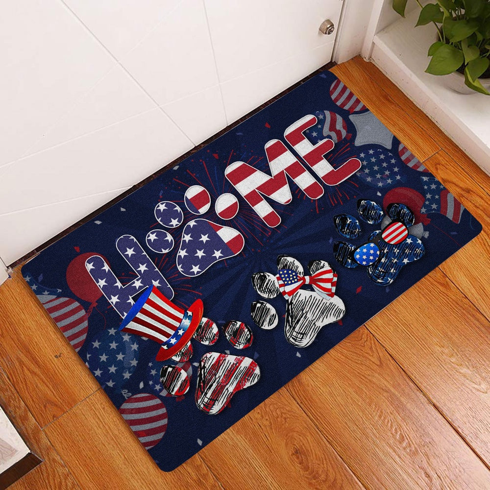 Welcome Doormat, Dog God Bless America Home Patriotic July 4th Independence Day Welcome Doormat, Pets Home Decor Door Mat