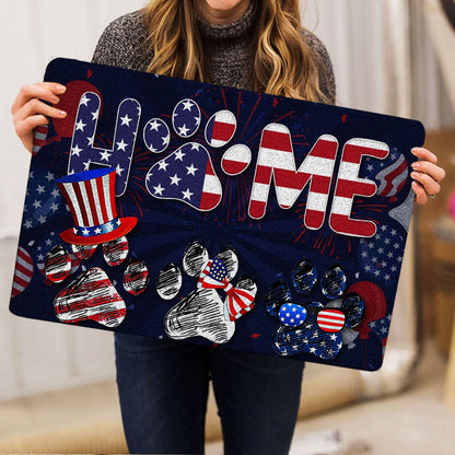 Welcome Doormat, Dog God Bless America Home Patriotic July 4th Independence Day Welcome Doormat, Pets Home Decor Door Mat