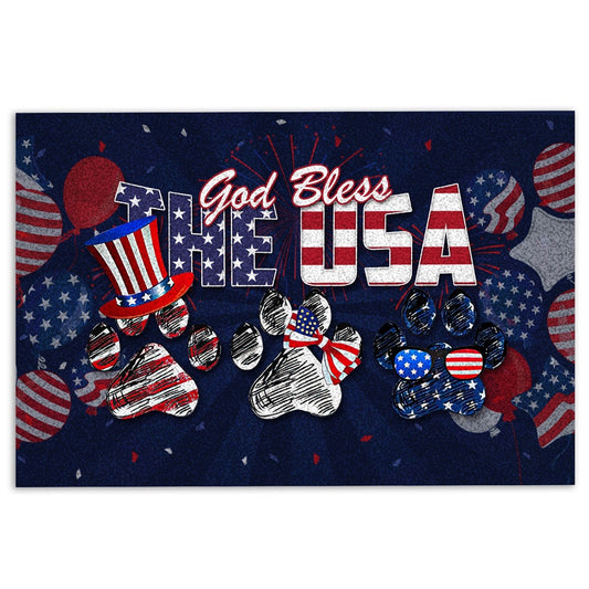 Welcome Doormat, Dog God Bless The USA Patriotic 4th of July Independence Day Welcome Doormat, Pets Home Decor Door Mat