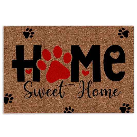 Welcome Doormat, Dog Paw Home Sweet Home Decor Gift For Dog Puppy Pet Lover Brown Welcome Doormat, Pets Home Decor Door Mat