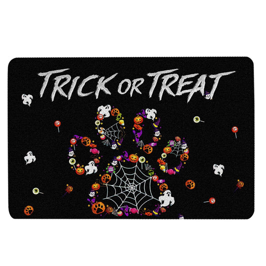 Welcome Doormat, Dog Paw Trick Or Treat Boo Happy Halloween Pumpkin Funny Gift Welcome Doormat, Pets Home Decor Door Mat
