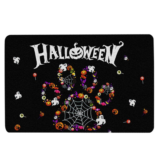 Welcome Doormat, Dog Puppy Paw Happy Halloween Trick Or Treat Boo Pumpkin Gift Welcome Doormat, Pets Home Decor Door Mat