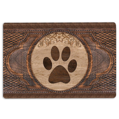 Welcome Doormat, Dow Paw Sculpture Wood Pattern Welcome Doormat, Pets Home Decor Door Mat
