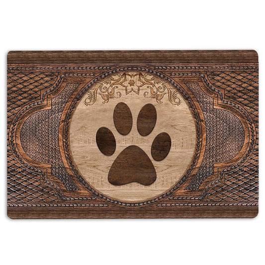 Welcome Doormat, Dow Paw Sculpture Wood Pattern Welcome Doormat, Pets Home Decor Door Mat