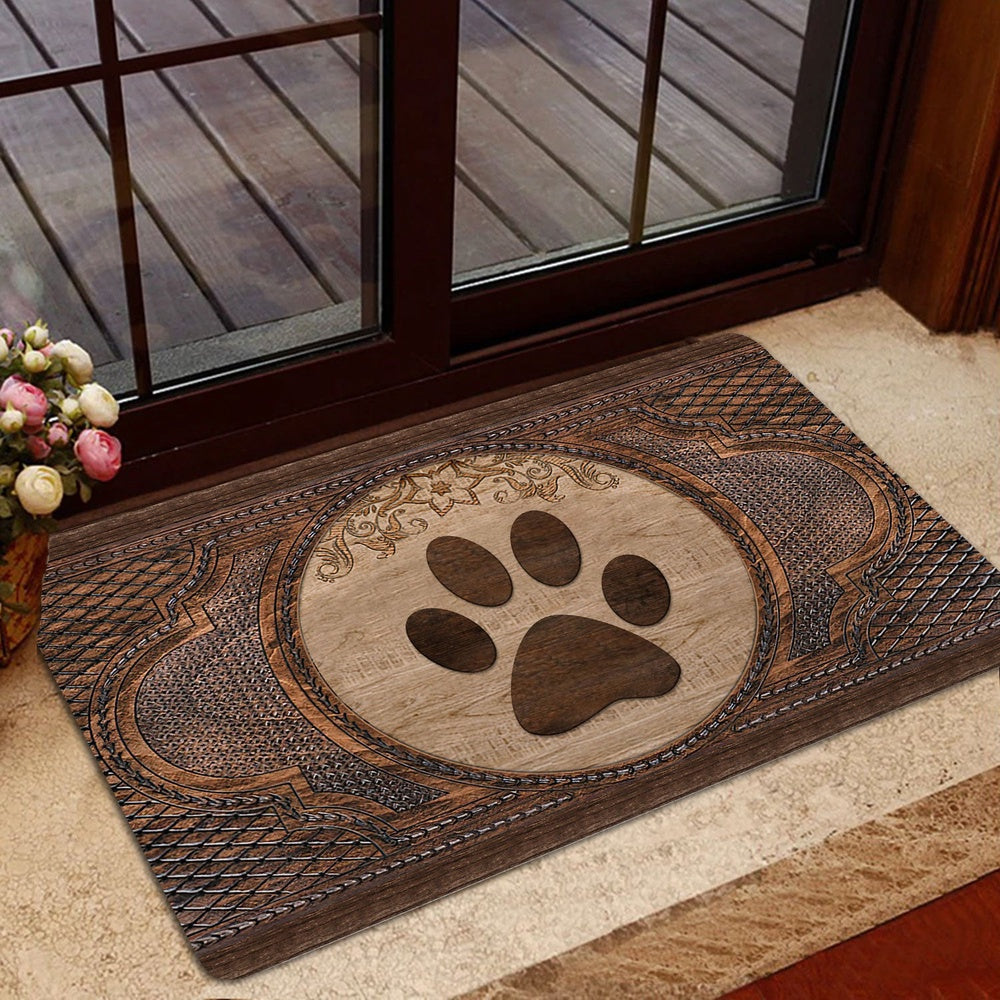 Welcome Doormat, Dow Paw Sculpture Wood Pattern Welcome Doormat, Pets Home Decor Door Mat