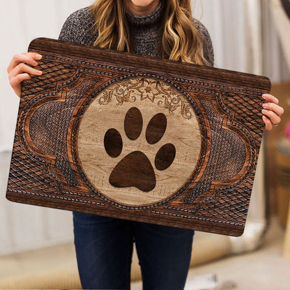 Welcome Doormat, Dow Paw Sculpture Wood Pattern Welcome Doormat, Pets Home Decor Door Mat