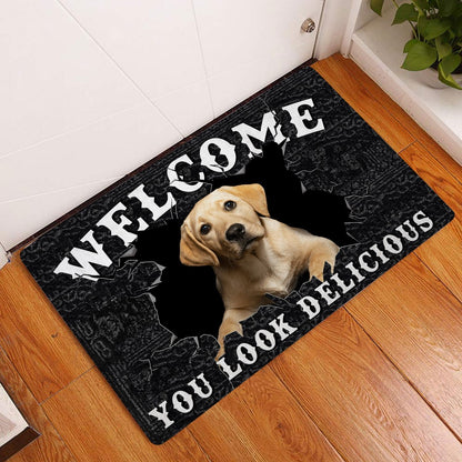 Welcome Doormat, Funny Labrador Welcome You Look Delicious Dog Lover Gift Welcome Doormat, Pets Home Decor Door Mat