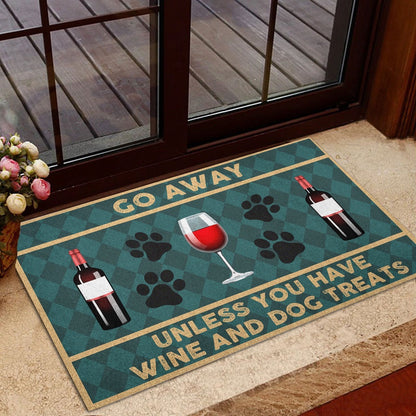 Welcome Doormat, Go Away unless you have wine and dog treats funny Welcome Doormat, Indoor Outdoor Doormat Home Decor