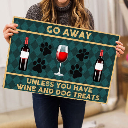 Welcome Doormat, Go Away unless you have wine and dog treats funny Welcome Doormat, Indoor Outdoor Doormat Home Decor
