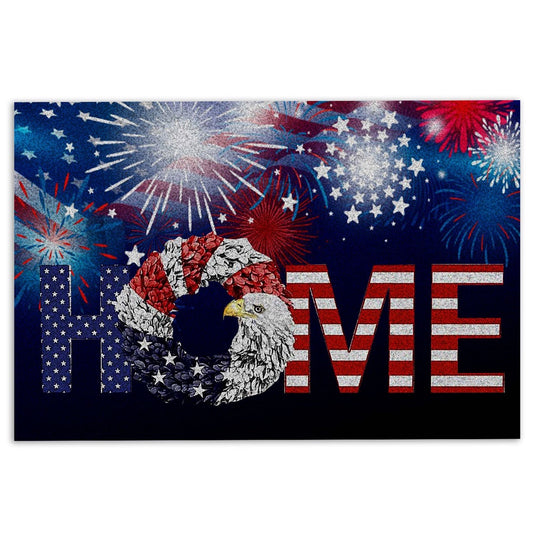 Welcome Doormat, Independence Day Happy 4th of July Eagle Tradition Patriotic Welcome Doormat, Indoor Outdoor Doormat Home Decor