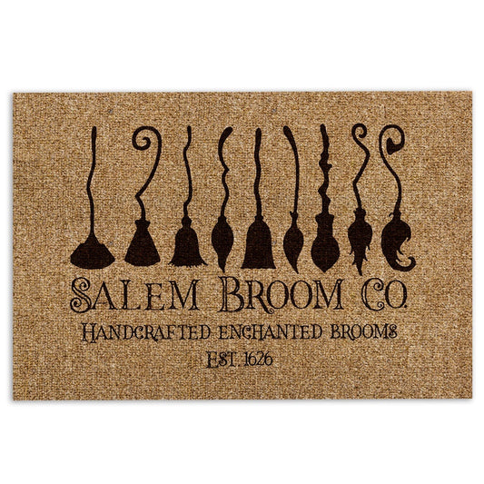 Welcome Doormat, Salem Broom Co. Handcrafted Enchanted Brooms Est. 1626 Brown Welcome Doormat, Indoor Outdoor Doormat Home Decor