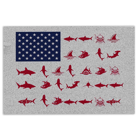 Welcome Doormat, Shark Independence Day Happy 4th of July American Patriotic Welcome Doormat, Indoor Outdoor Doormat Home Decor