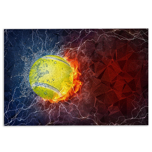 Welcome Doormat, Tennis Ball In Fire And Water Thunder Lightening Welcome Doormat, Indoor Outdoor Doormat Home Decor