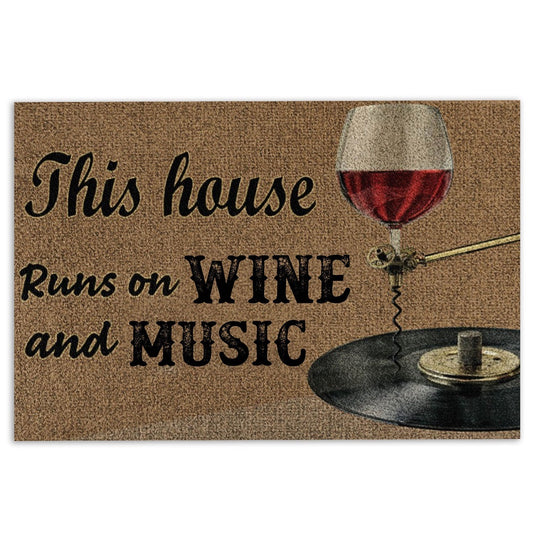 Welcome Doormat, This House Runs On Music And Win Welcome Doormat, Indoor Outdoor Doormat Home Decor