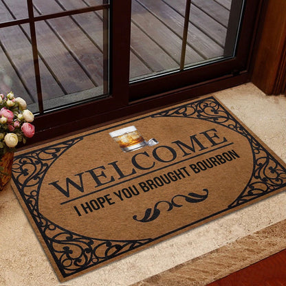 Welcome Doormat, Welcome I Hope You Brought Bourbon Funny Unique Gift Idea Welcome Doormat, Indoor Outdoor Doormat Home Decor