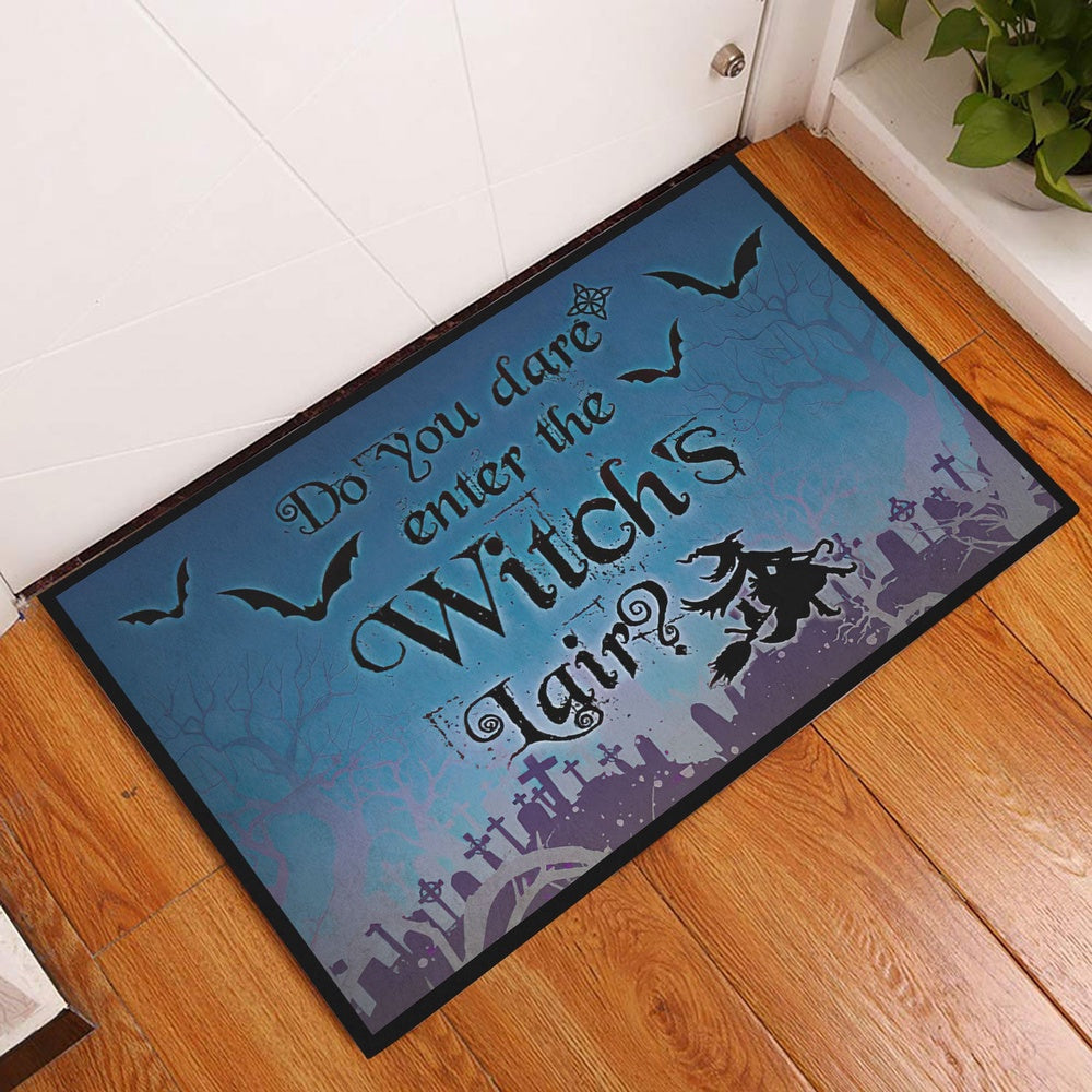 Welcome Doormat, Witch Do You Dare Enter Witch's Lair Welcome Doormat, Indoor Outdoor Doormat Home Decor