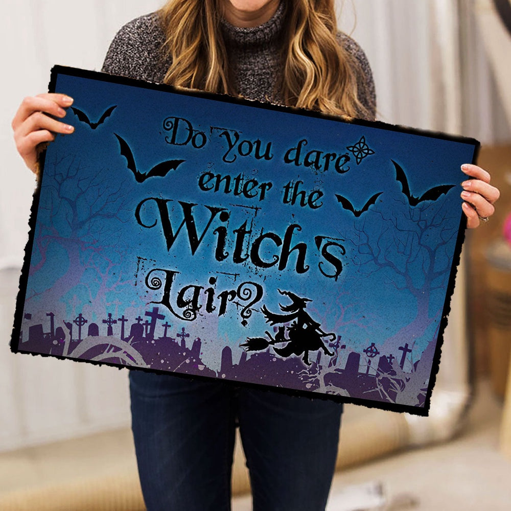 Welcome Doormat, Witch Do You Dare Enter Witch's Lair Welcome Doormat, Indoor Outdoor Doormat Home Decor