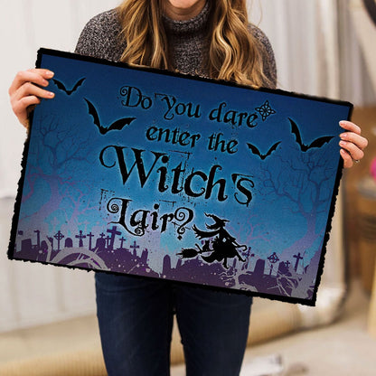 Welcome Doormat, Witch Do You Dare Enter Witch's Lair Welcome Doormat, Indoor Outdoor Doormat Home Decor