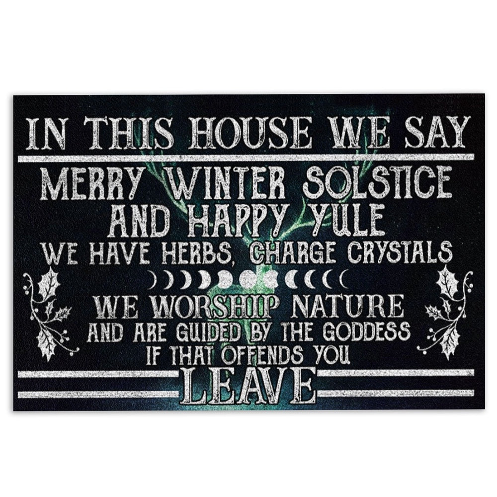 Welcome Doormat, Witch In This House We Say Merry Winter Solstice And Happy Yule Welcome Doormat, Indoor Outdoor Doormat Home Decor