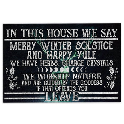 Welcome Doormat, Witch In This House We Say Merry Winter Solstice And Happy Yule Welcome Doormat, Indoor Outdoor Doormat Home Decor
