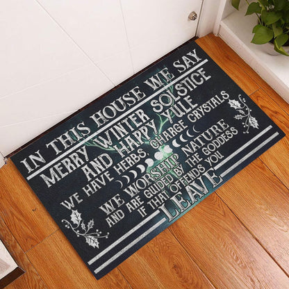 Welcome Doormat, Witch In This House We Say Merry Winter Solstice And Happy Yule Welcome Doormat, Indoor Outdoor Doormat Home Decor