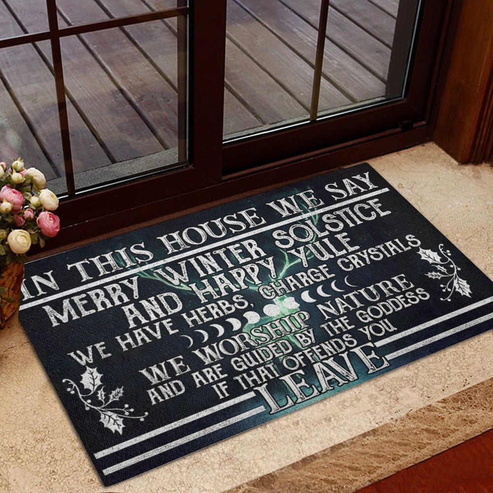Welcome Doormat, Witch In This House We Say Merry Winter Solstice And Happy Yule Welcome Doormat, Indoor Outdoor Doormat Home Decor