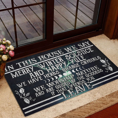 Welcome Doormat, Witch In This House We Say Merry Winter Solstice And Happy Yule Welcome Doormat, Indoor Outdoor Doormat Home Decor