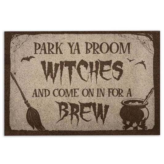 Welcome Doormat, Witch Park Ya Broom Witches And Come On In For A Brew Welcome Doormat, Indoor Outdoor Doormat Home Decor