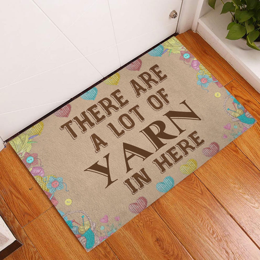 Welcome Doormat, Yarn There Are A Lot Of Yarn In Here Crochet Knitting Welcome Doormat, Indoor Outdoor Doormat Home Decor