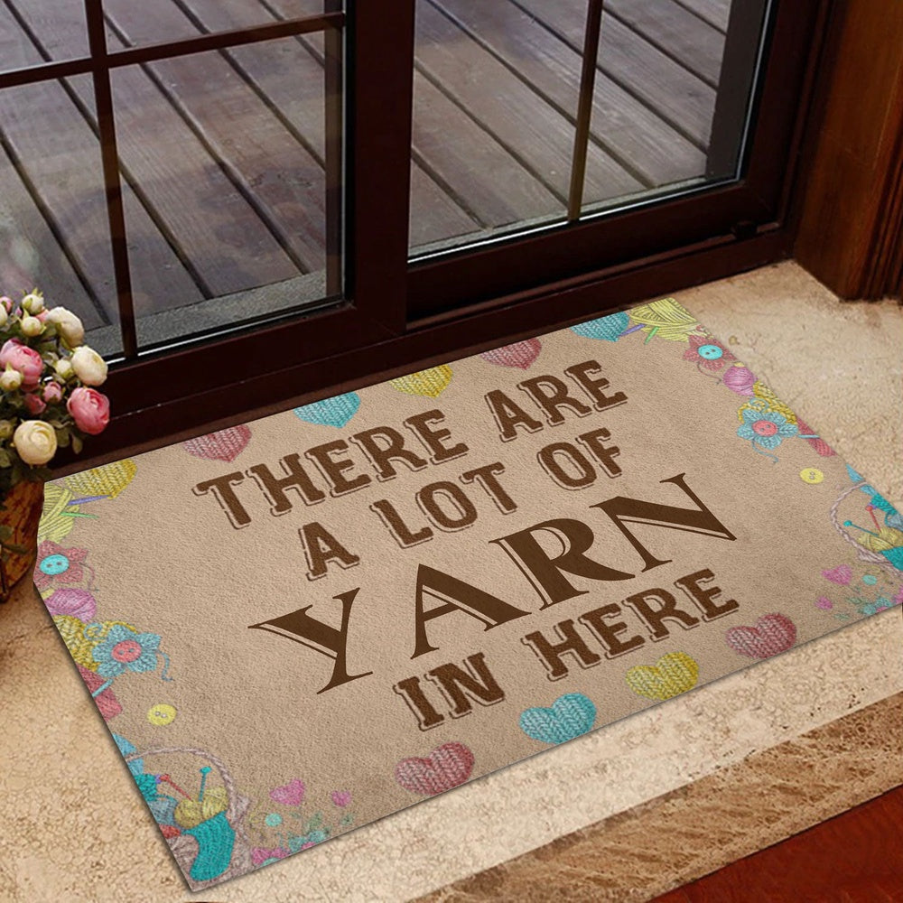 Welcome Doormat, Yarn There Are A Lot Of Yarn In Here Crochet Knitting Welcome Doormat, Indoor Outdoor Doormat Home Decor