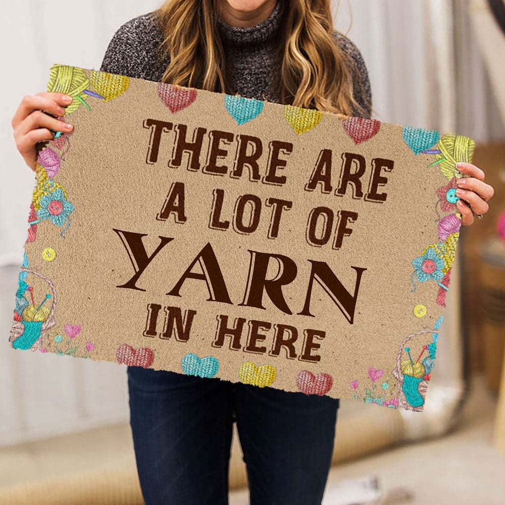 Welcome Doormat, Yarn There Are A Lot Of Yarn In Here Crochet Knitting Welcome Doormat, Indoor Outdoor Doormat Home Decor