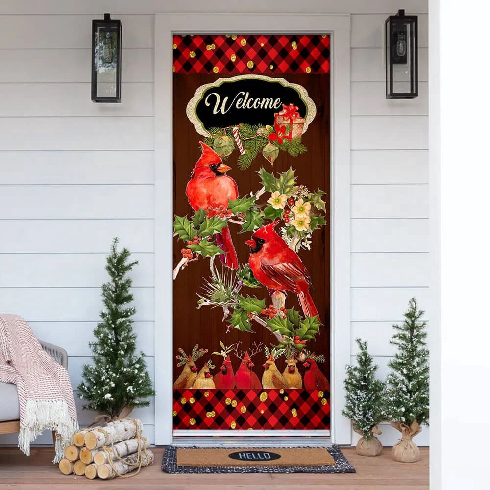 Welcome Home Cardinal Christmas Door Cover, Cardinal Christmas Decor, Christmas Door Cover Decorations, Christmas Gift Decor