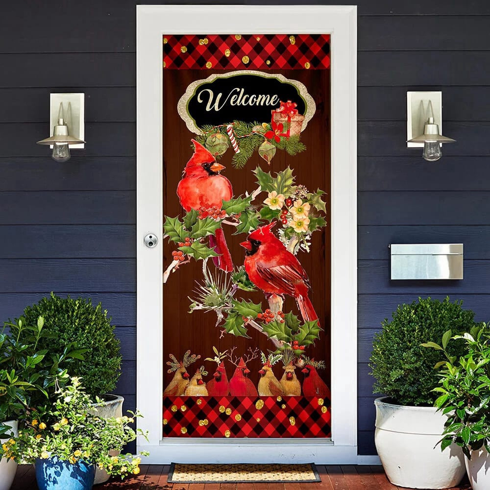 Welcome Home Cardinal Christmas Door Cover, Cardinal Christmas Decor, Christmas Door Cover Decorations, Christmas Gift Decor