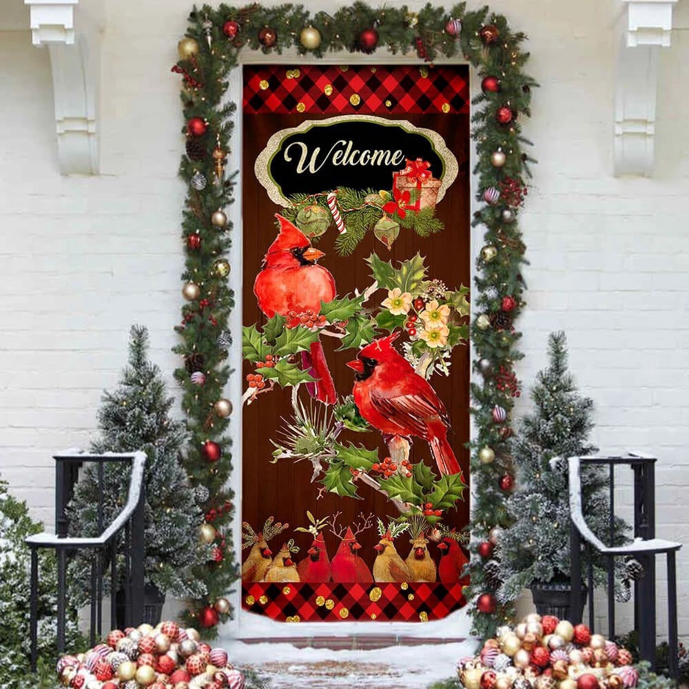 Welcome Home Cardinal Christmas Door Cover, Cardinal Christmas Decor, Christmas Door Cover Decorations, Christmas Gift Decor