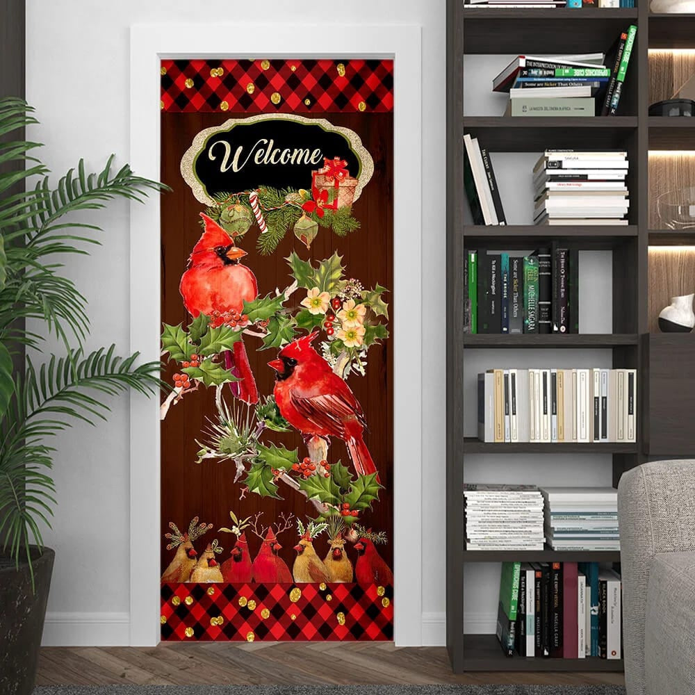 Welcome Home Cardinal Christmas Door Cover, Cardinal Christmas Decor, Christmas Door Cover Decorations, Christmas Gift Decor