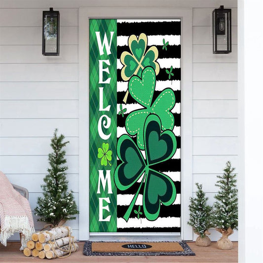 Welcome Shamrocks Door Cover, Patricks Day Home Door, Patrick Day Home Decor
