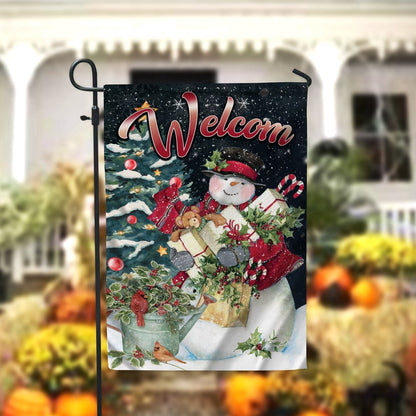 Welcome Snowman Garden FlagXmas, Garden Flags, Outdoor Xmas Flags, Christmas Outdoor Decor