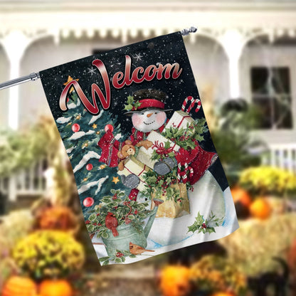Welcome Snowman Garden FlagXmas, Garden Flags, Outdoor Xmas Flags, Christmas Outdoor Decor