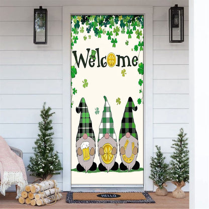 Welcome St Patrick's Day Gnomes Saint Gnomes Door Cover, Patricks Day Home Door, Patrick Day Home Decor