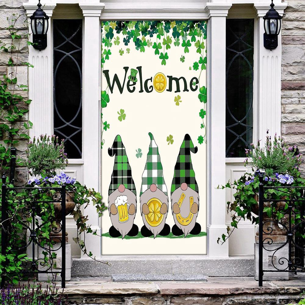 Welcome St Patrick's Day Gnomes Saint Gnomes Door Cover, Patricks Day Home Door, Patrick Day Home Decor