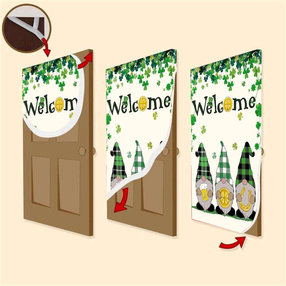 Welcome St Patrick's Day Gnomes Saint Gnomes Door Cover, Patricks Day Home Door, Patrick Day Home Decor