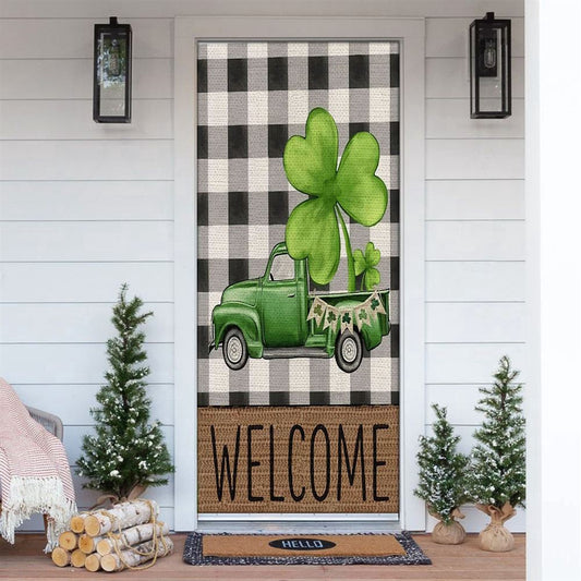 Welcome St Patrick's Day Green Truck Door Cover, Patricks Day Home Door, Patrick Day Home Decor