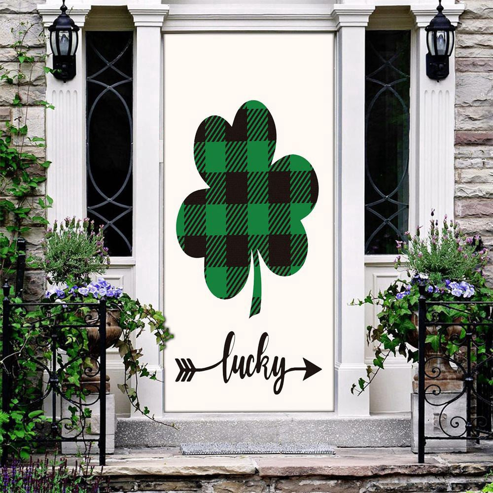 Welcome St Patrick's Day Shamrock Clover Door Cover, Patricks Day Home Door, Patrick Day Home Decor