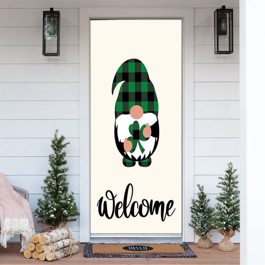 Welcome St Patricks Day Gnomes Door Cover, Patricks Day Home Door, Patrick Day Home Decor