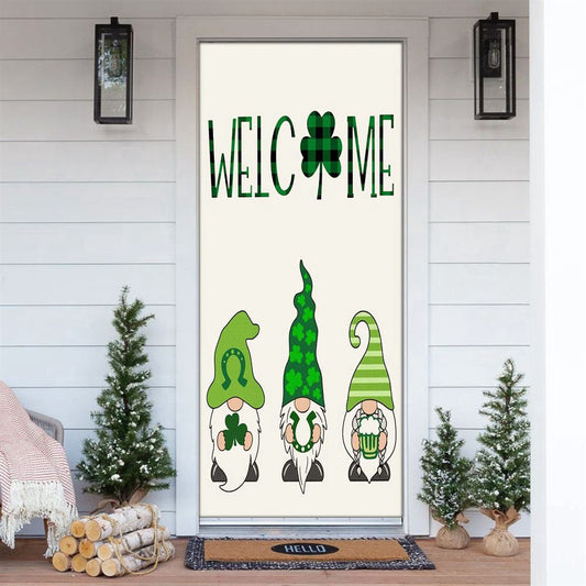 Welcome St Patricks Day Green Gnomes Saint Door Cover, Patricks Day Home Door, Patrick Day Home Decor