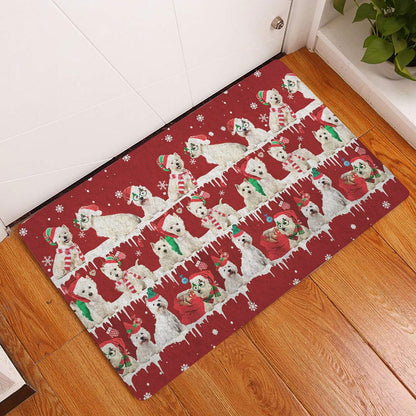 West Highland Welcome Doormat, West Highland White Terrier Merry Christmas Snowflake Xmas Tree Welcome Doormat, Indoor Outdoor Doormat Home Decor