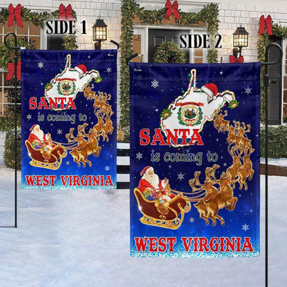 West Virginia Christmas Flag Santa Is Coming To West Virginia, Christmas Outdoor Decor Decoration