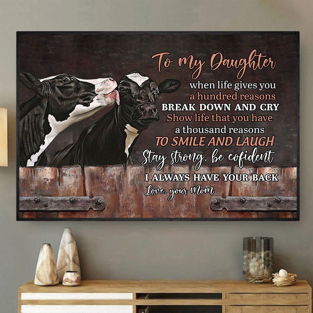 When Life Gives You A Hundred Reasons Break Down And Cry Smile Laugh, Cow Canvas Wall Art, Farmhouse Canvas, Farm Gift, Farm Home Decor