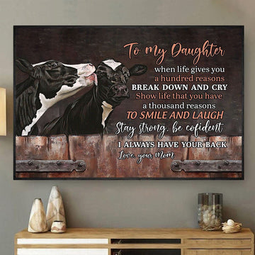 When Life Gives You A Hundred Reasons Break Down And Cry Smile Laugh, Cow Canvas Wall Art, Farmhouse Canvas, Farm Gift, Farm Home Decor