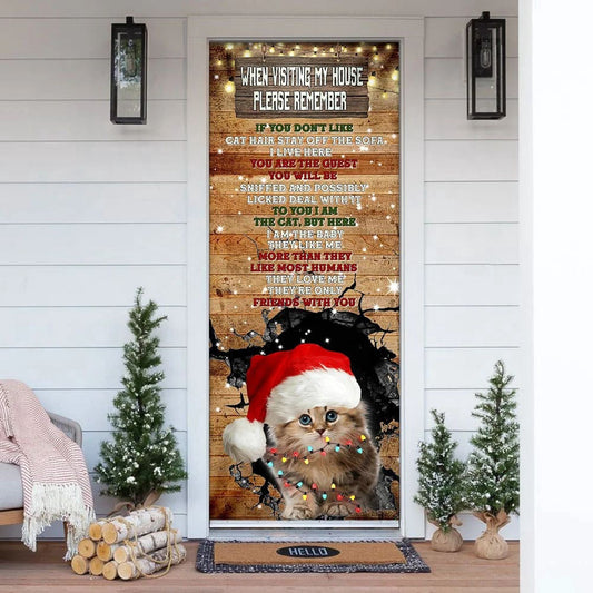 When Visiting My House Please Remember Door Cover, Cat Lover Door Cover, Christmas Gift Decor